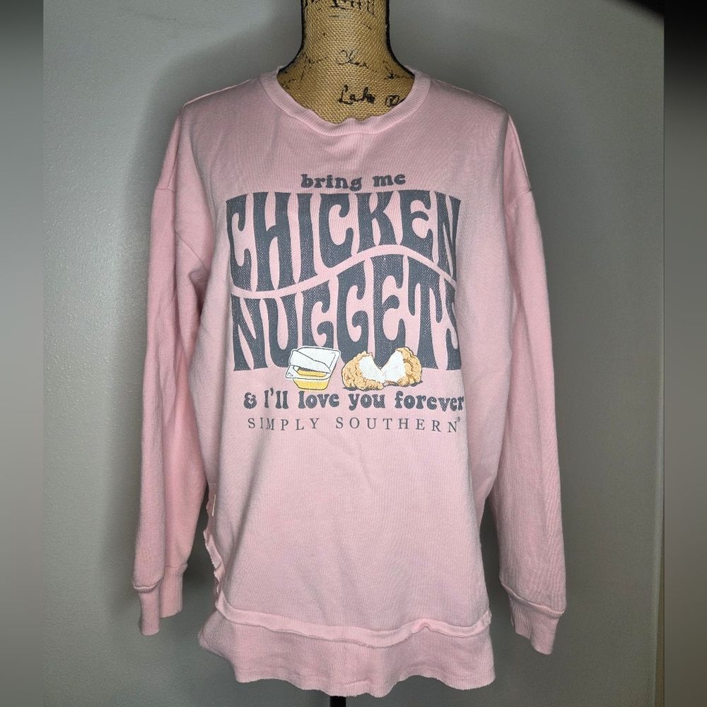 Simply Southern Bring Me Chicken Nuggets Pullover Sweater Size XL